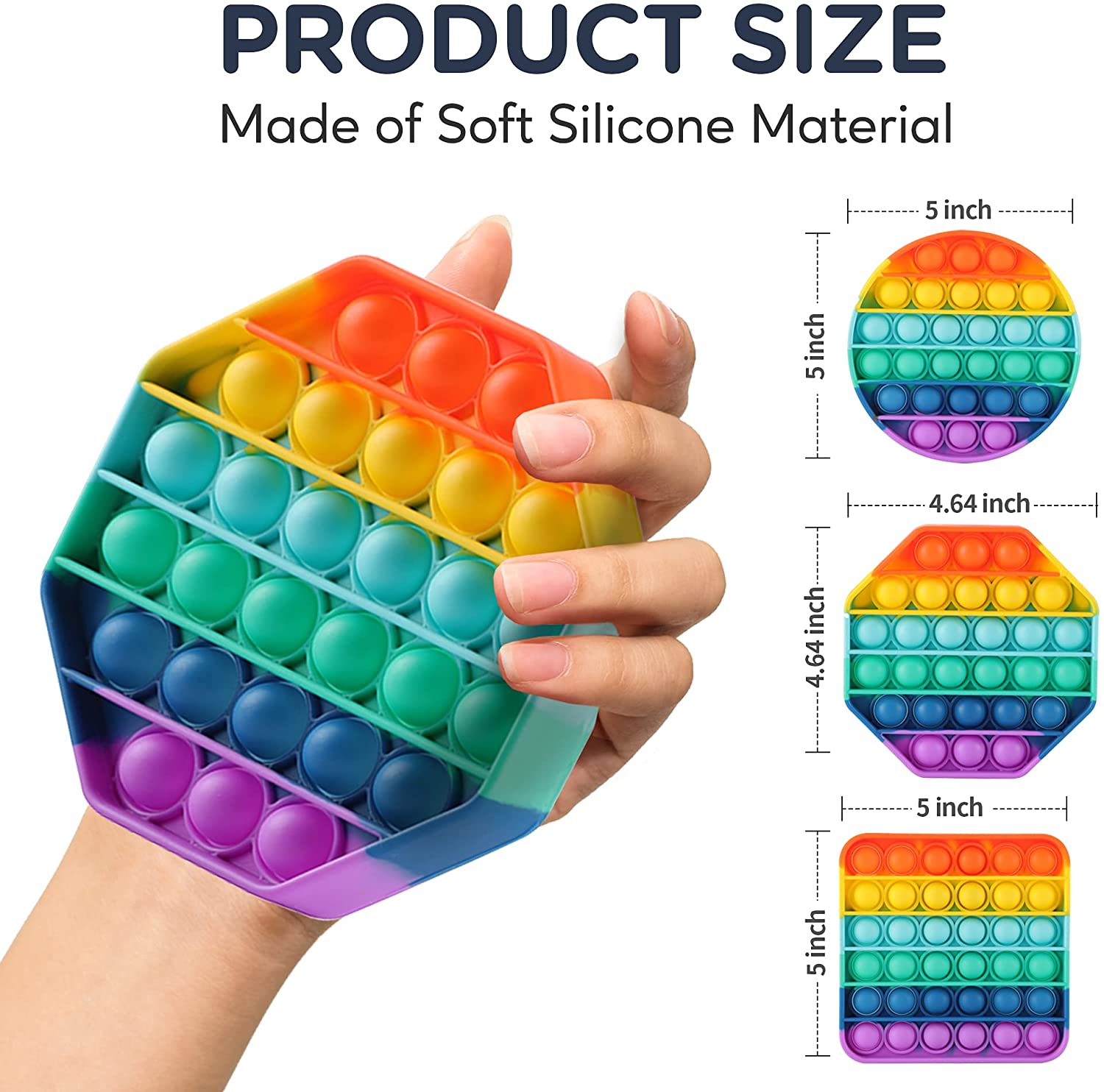 Fidgety and Autism Autistic ADHD 2 Pack ASD WHATOOK Bubble Sensory Fidget pop Toy Silicone Rainbow Cloud Stress Anxiety Restless Reliever Decompression Squeeze Toy for Stressed 